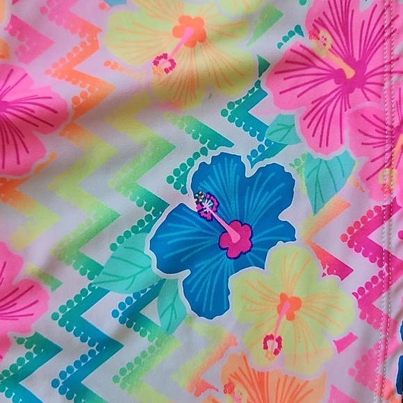 OP Girls 10/12 Tankini Tropical Floral Top Hot Pink Bottom - Picture 4 of 6